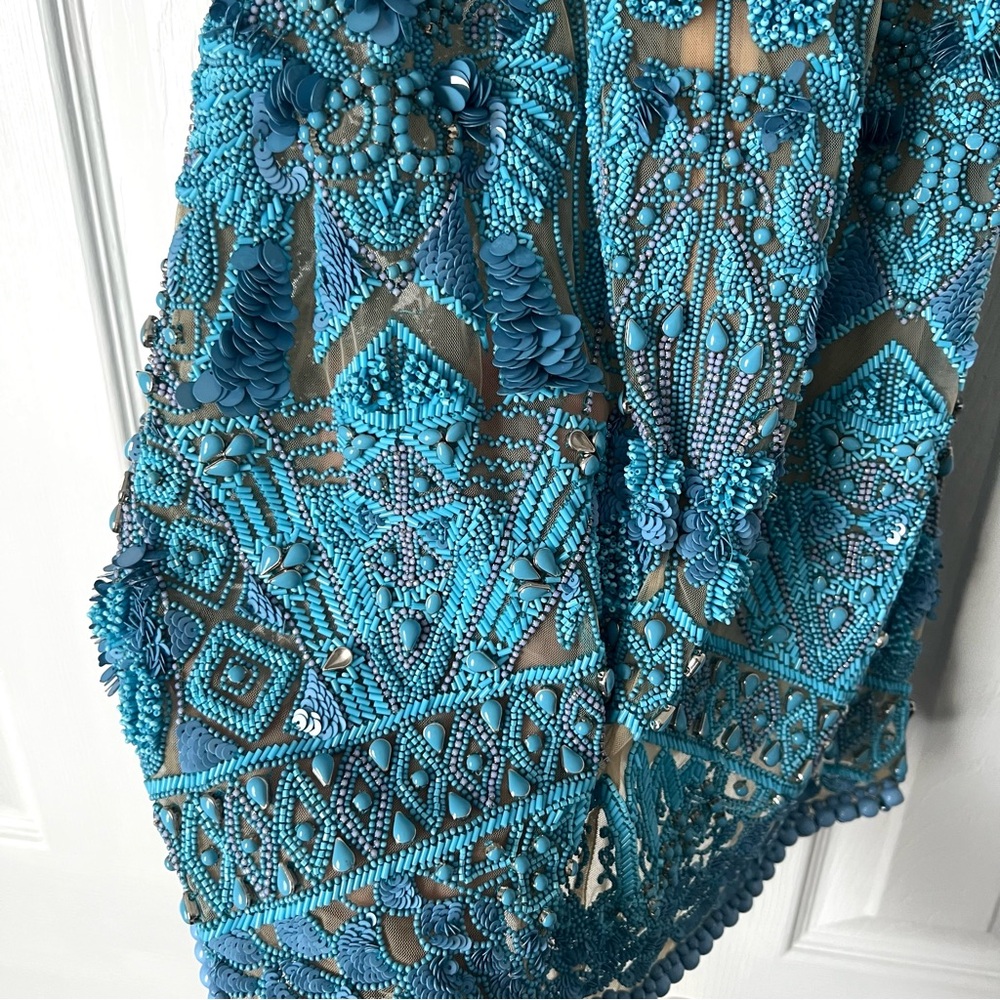 Cult Gaia Evangeline Beaded Jeweled Mini Dress in blue Size 00 $2998 - Picture 10 of 15